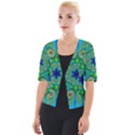 Peacock Mandala Kaleidoscope Arabesque Pattern Cropped Button Cardigan View1