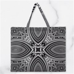 Black And White Intricate Pattern Zipper Large Tote Bag by SpinnyChairDesigns