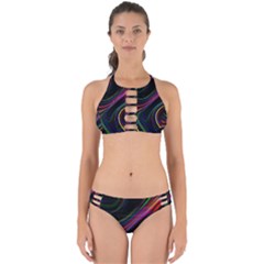 Neon Glow Lines On Black Perfectly Cut Out Bikini Set by SpinnyChairDesigns