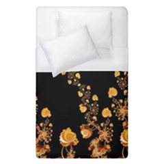 Abstract Gold Yellow Roses On Black Duvet Cover (single Size)