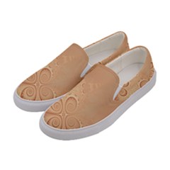 Coral Peach Intricate Swirls Pattern Women s Canvas Slip Ons by SpinnyChairDesigns
