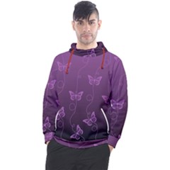 Purple Butterflies Pattern Men s Pullover Hoodie