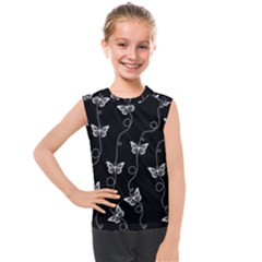 Black And White Butterfly Pattern Kids  Mesh Tank Top by SpinnyChairDesigns