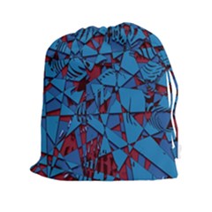 Red Blue Abstract Grunge Pattern Drawstring Pouch (2xl) by SpinnyChairDesigns