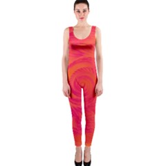 Pink And Orange Swirl One Piece Catsuit by SpinnyChairDesigns