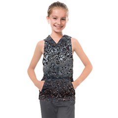 Urban Camouflage Black Grey Brown Kids  Sleeveless Hoodie by SpinnyChairDesigns