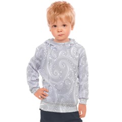 White Abstract Paisley Pattern Kids  Hooded Pullover by SpinnyChairDesigns