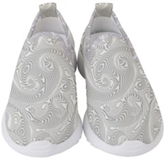 White Abstract Paisley Pattern Kids  Slip On Sneakers by SpinnyChairDesigns