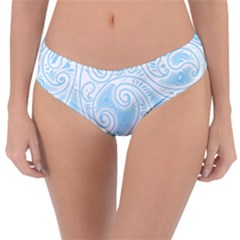 Light Blue And White Abstract Paisley Reversible Classic Bikini Bottoms