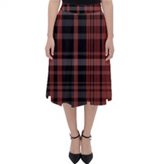 Black And Red Striped Plaid Classic Midi Skirt by SpinnyChairDesigns
