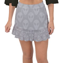 Grey Aliens Ufo Fishtail Mini Chiffon Skirt by SpinnyChairDesigns