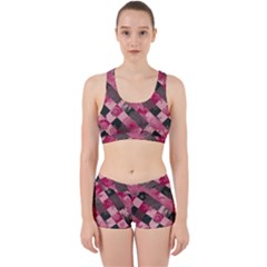 Abstract Pink Grey Stripes Work It Out Gym Set by SpinnyChairDesigns