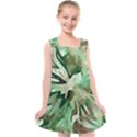 Green Brown Abstract Floral Pattern Kids  Cross Back Dress View1