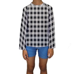 Black And White Buffalo Plaid Kids  Long Sleeve Swimwear