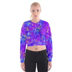 Fuchsia Magenta Abstract Art Cropped Sweatshirt by SpinnyChairDesigns