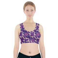 Amethyst And Pink Checkered Stripes Sports Bra With Pocket by SpinnyChairDesigns