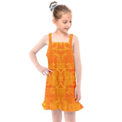 Orange Peel Abstract Batik Pattern Kids  Overall Dress by SpinnyChairDesigns