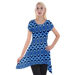 Abstract Blue Circles Mosaic Short Sleeve Side Drop Tunic by SpinnyChairDesigns