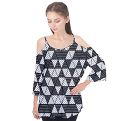 Black And White Triangles Pattern Flutter Tees