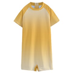 Saffron Yellow And Cream Gradient Ombre Color Kids  Boyleg Half Suit Swimwear by SpinnyChairDesigns