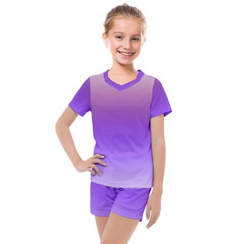 Plum And Violet Purple Gradient Ombre Color Kids  Mesh Tee And Shorts Set by SpinnyChairDesigns