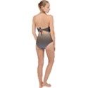 Brown and Grey Gradient Ombre Color Scallop Top Cut Out Swimsuit View2