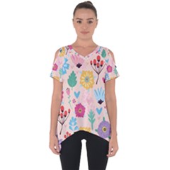 Tekstura-fon-tsvety-berries-flowers-pattern-seamless Cut Out Side Drop Tee by Sobalvarro