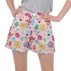 Tekstura-fon-tsvety-berries-flowers-pattern-seamless Ripstop Shorts by Sobalvarro
