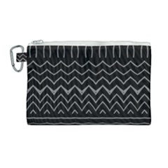 Black And White Minimalist Stripes  Canvas Cosmetic Bag (large) by SpinnyChairDesigns