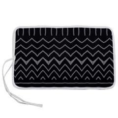 Black And White Minimalist Stripes  Pen Storage Case (l) by SpinnyChairDesigns