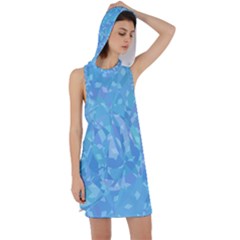 Light Blue Abstract Mosaic Art Color Racer Back Hoodie Dress by SpinnyChairDesigns