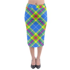 Clown Costume Plaid Striped Midi Pencil Skirt by SpinnyChairDesigns