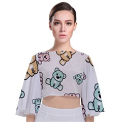 Bears Tie Back Butterfly Sleeve Chiffon Top by Sobalvarro
