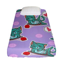 Playing Cats Fitted Sheet (single Size) by Sobalvarro