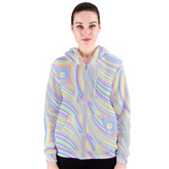 Pastel Color Stripes  Women s Zipper Hoodie by SpinnyChairDesigns