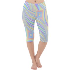 Pastel Color Stripes  Lightweight Velour Cropped Yoga Leggings by SpinnyChairDesigns