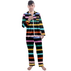 Colorful Mime Black Stripes Men s Long Sleeve Satin Pyjamas Set