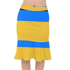 Bright Yellow With Blue Short Mermaid Skirt by tmsartbazaar