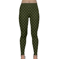 Army Green And Black Plaid Classic Yoga Leggings by SpinnyChairDesigns