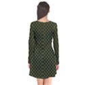 Army Green and Black Plaid Long Sleeve V-neck Flare Dress View2