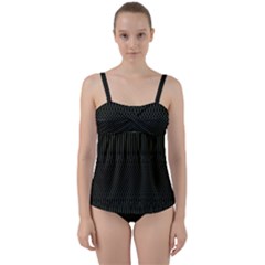 Army Green Black Stripes Twist Front Tankini Set by SpinnyChairDesigns