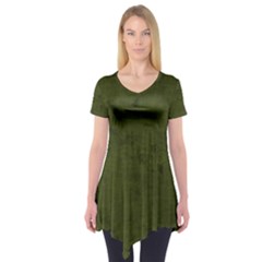 Army Green Color Grunge Short Sleeve Tunic  by SpinnyChairDesigns