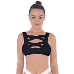 True Black Solid Color Bandaged Up Bikini Top by SpinnyChairDesigns