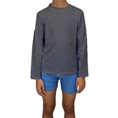 Dark Slate Grey Color Kids  Long Sleeve Swimwear by SpinnyChairDesigns