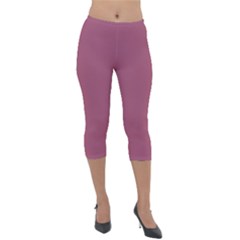 Dark Mauve Color Lightweight Velour Capri Leggings  by SpinnyChairDesigns