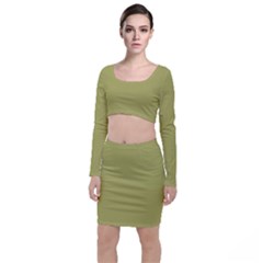 Olive Green Color Top And Skirt Sets by SpinnyChairDesigns