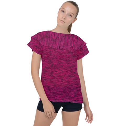 Fuschia Pink Texture Ruffle Collar Chiffon Blouse by SpinnyChairDesigns