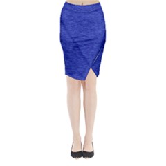Cobalt Blue Color Texture Midi Wrap Pencil Skirt by SpinnyChairDesigns
