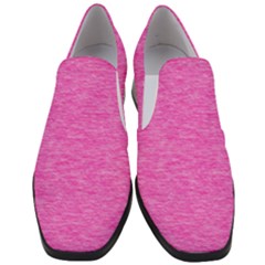 Neon Pink Color Texture Women Slip On Heel Loafers by SpinnyChairDesigns