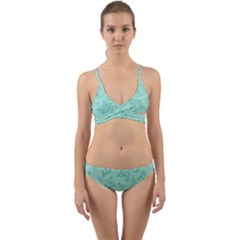 Biscay Green Monarch Butterflies Wrap Around Bikini Set by SpinnyChairDesigns
